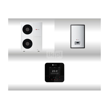 Pompa ciepła powietrze-woda split SAUNIER DUVAL GeniaAir HA 10-5 OS 10.2 kW 400 V + Moduł naścienny HA 12-5 WSB + Regulator SRC 720 + Czujnik temperatury c.w.u.1 + Moduł komunikacji internetowej 1