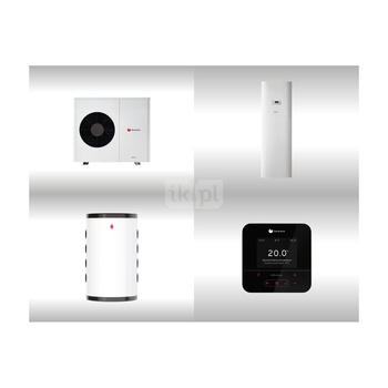 Pompa ciepła powietrzna powietrze-woda monoblok SAUNIER DUVAL GeniaAir HA 7-6 O 7 kW 230 V + Centrala grzewcza FEW 200/6 + Moduł komunikacji internetowej SR 940f + Zasobnik buforowy WR RW 50 + Regulator SRC 720